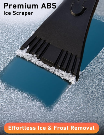 EcoNour 27" Car Snow Brush and Ice Scrapers for Car Windshield (2 Pack) | Scratch Free Bristle Head Snow Brush & Tough Window Snow Scraper with Aluminium Body | Snow Removal Winter Car Accessories