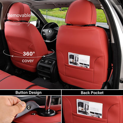 Coverado Seat Covers Full Set, Black Seat Covers for Cars 5 Seats, Car Seat Protector, Waterproof Nappa Leather Car Seat Cushion, Front and Rear Car Seat Cover Fit for Most Sedans SUV Pick-up Truck - Colors A