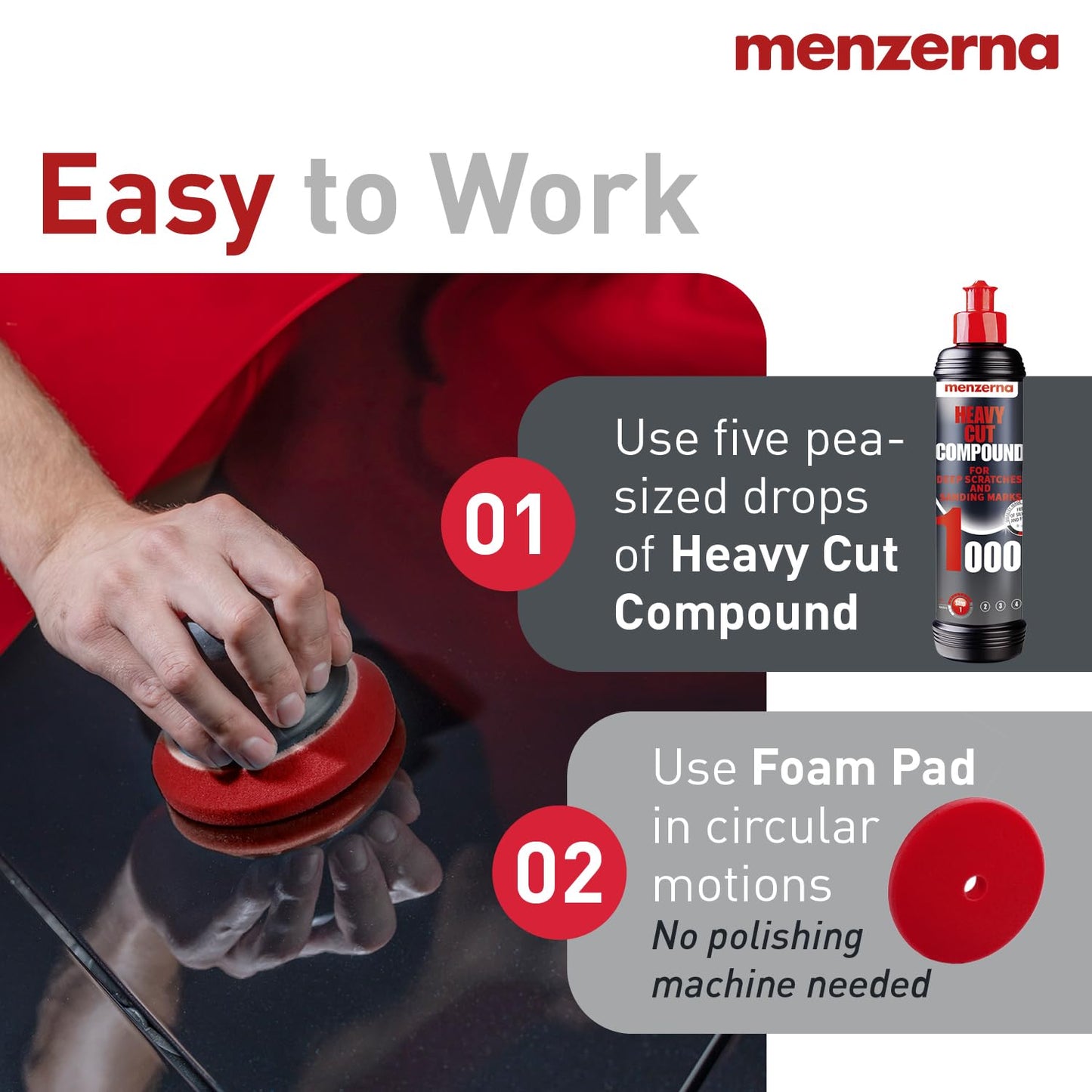 menzerna Polishing Set 8oz – HCC1000, MCC2500 & 3800 | 3-Step System for Scratch Removal, Swirl Elimination & Mirror-Like Finish