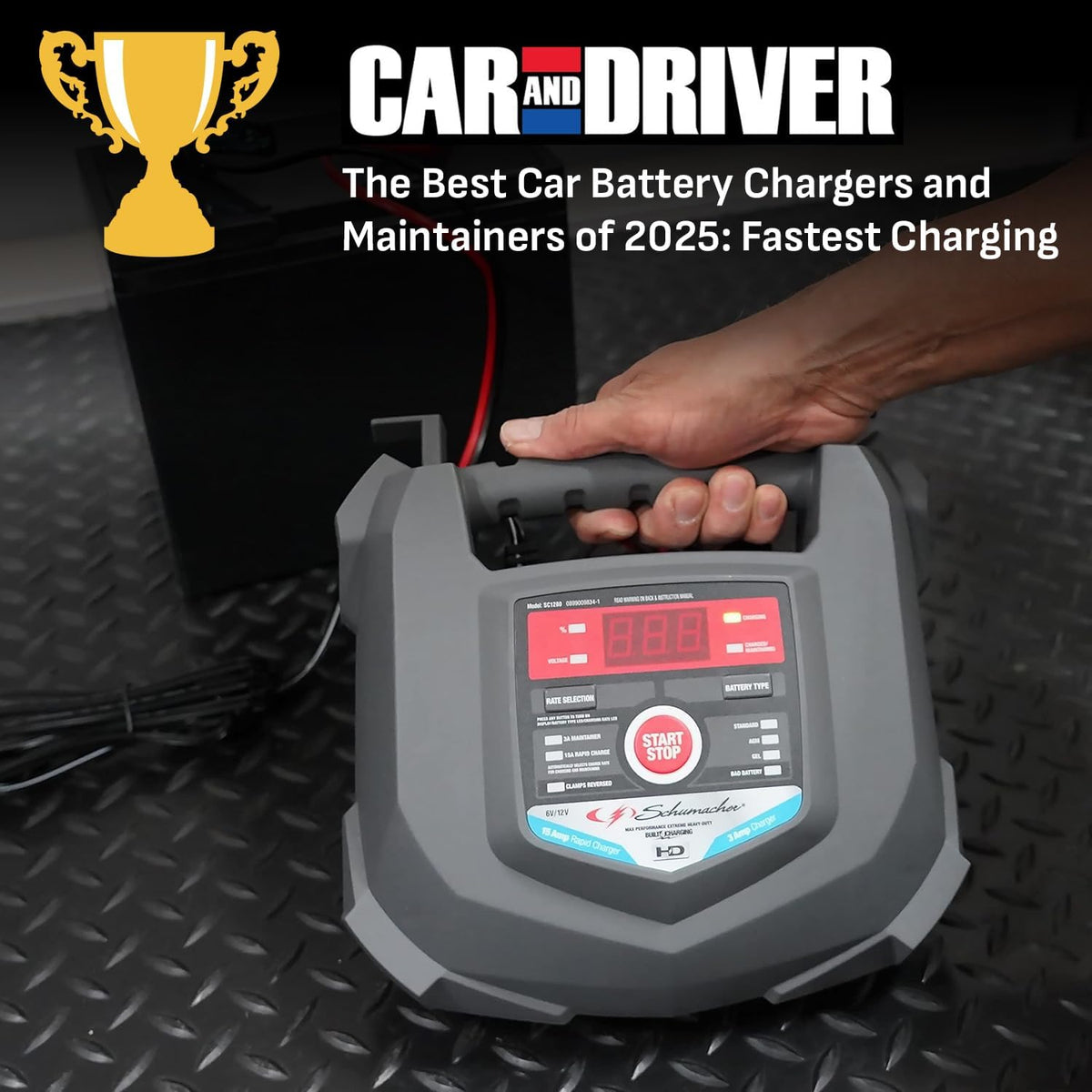 Schumacher Electric Car Battery Charger 12V/6V - Trickle Charger, Maintainer for Automobile & Marine Batteries (AGM/Gel/Deep Cycle) - SC1280