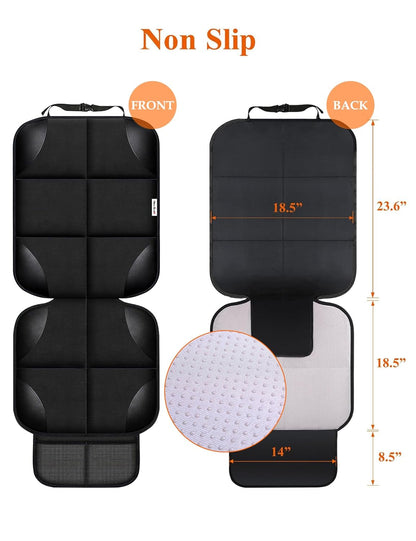 Meolsaek Car Seat Protector for Child Car Seat, Durable 600D Fabric Waterproof Car Seat Cover with Thick Pad Non-Slip Backing，No Imprints (Black 2pcs)