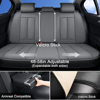 Coverado Seat Covers Full Set, Black Seat Covers for Cars 5 Seats, Car Seat Protector, Waterproof Nappa Leather Car Seat Cushion, Front and Rear Car Seat Cover Fit for Most Sedans SUV Pick-up Truck - Colors A