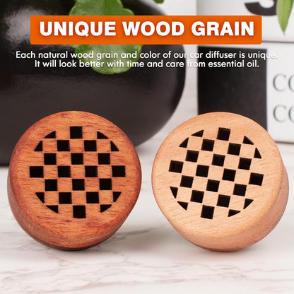 Essential Oil Car Diffuser, 2 PCS Car Aromatherapy Wood Diffuser with Vent Clip