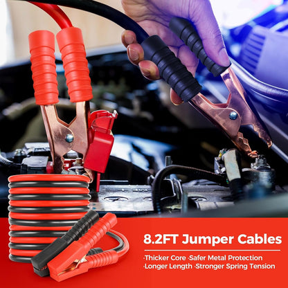 Car Emergency Kit with Jumper Cables, Roadside Safety Emergency Car Kit for Vehicle Truck Motorcycle - Gifts for Men Women Teenagers, Easy Storage(Black)