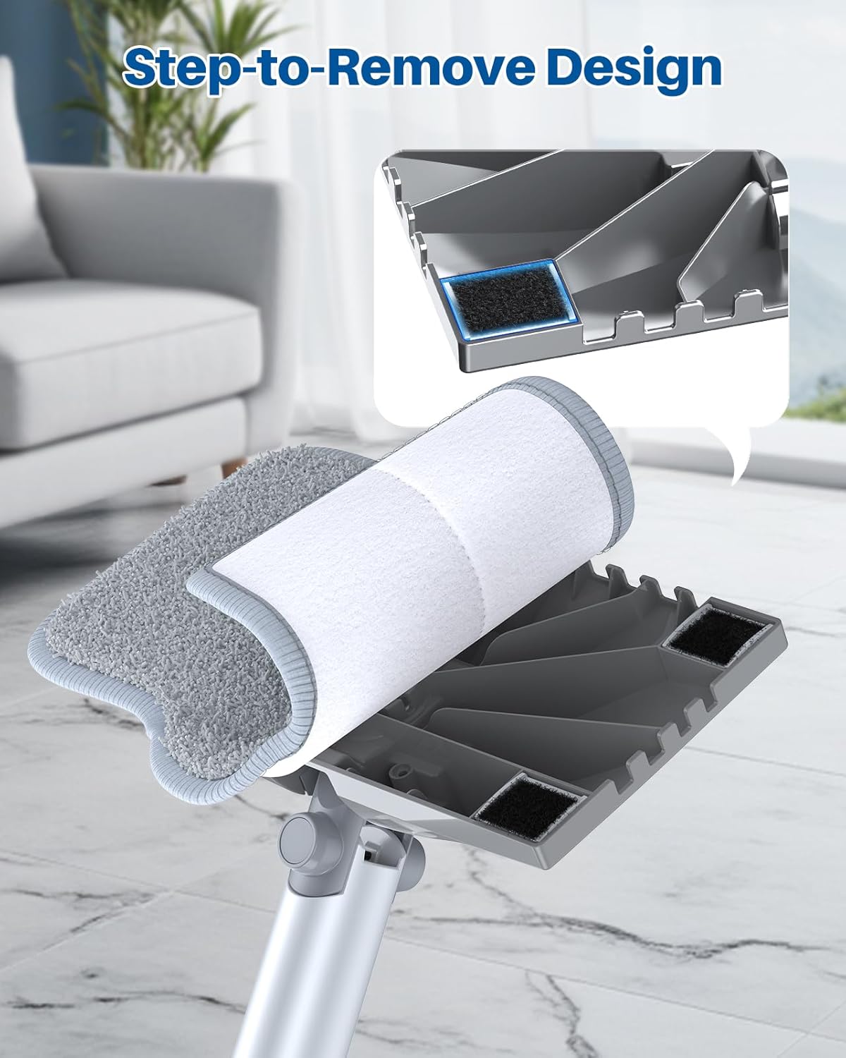 10-in-1 Steam Mop with Detachable Handheld Steamer,350ml Tank, 10s Heat-Up, 248°F Steam Cleaner, 2-Level Control and Swivel Head for Floor,Carpet,Tiles, BBQ grill,Car Accessories Clean White