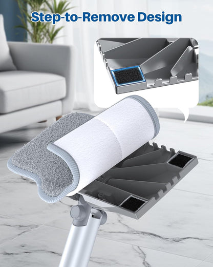 10-in-1 Steam Mop with Detachable Handheld Steamer,350ml Tank, 10s Heat-Up, 248°F Steam Cleaner, 2-Level Control and Swivel Head for Floor,Carpet,Tiles, BBQ grill,Car Accessories Clean White