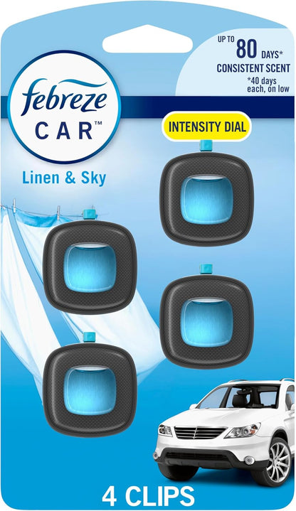 Febreze Car Air Freshener, Odor-Fighting Automotive Vent Clip, Scented Car Accessories, Long Lasting for Strong Odors, Hawaiian Aloha Scent, 4 Count