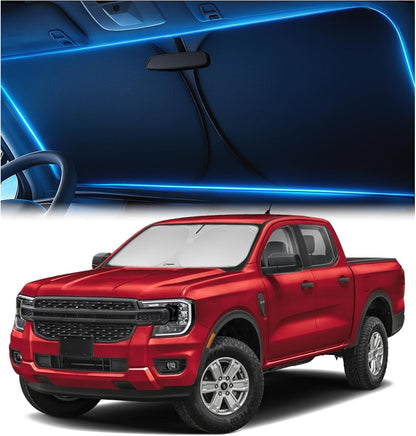 Magnelex Windshield Sun Shade for Dodge RAM 1500 2019-2023 2024 2025 2026, Foldable Car Window Sunshade, Heat & UV Visor Cover, Reflective Front Shades Accessories - Colors A