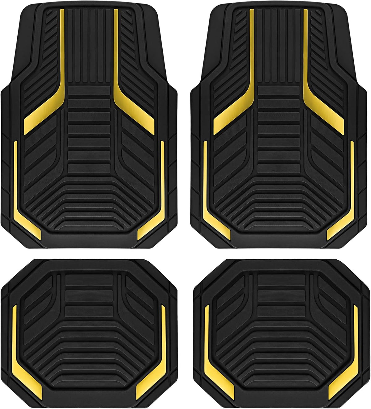 PIC AUTO Heavy Duty Rubber Floor Mats, Purple Aluminum Film Car Mats Set, Front and Rear Car Mats with Anti-Slip Backing, All Weather Protection, Trim-to-Fit for Automotive SUV, Sedan, Van