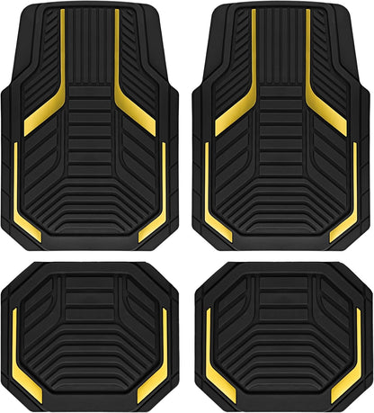 PIC AUTO Heavy Duty Rubber Floor Mats, Purple Aluminum Film Car Mats Set, Front and Rear Car Mats with Anti-Slip Backing, All Weather Protection, Trim-to-Fit for Automotive SUV, Sedan, Van