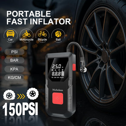 12 V Car 8000 mAh Battery Jump Starter 2800A with 150psI Air Compressor, Compact and Practical Edition QB08L Safe Smart, Portable Jump Box and Charger for 6.0L Gas and 3.0L Diesel Engines.