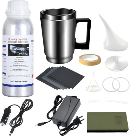 Headlight Restoration Car Headlight Lens Scratch Repair Polish Tool with 100 ml Restoration Liquid,Auto Headlight Vapor Renovation Kit with UV Block Coat to Remove Yellowing/Scratch/Haze/Oxidation