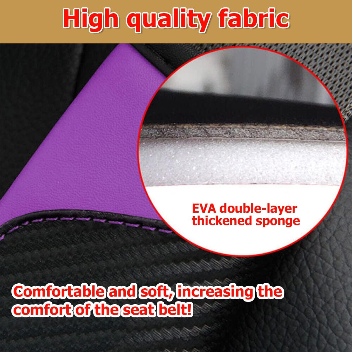 AUCELI 2PCS Car Seat Belt Cover, Carbon Fiber Seatbelt Shoulder Strap Covers, Breathable Leather Soft Harness Pad Protect Your Neck and Shoulder Compatible with Cars