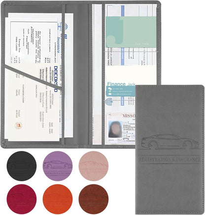 JUSTTOP 1Pack Car Registration and Insurance Holder,Car Document Holder for Cards License with Magnetic Shut,Vehicle Glove Box Car Organizer for Documents, Cards, License(Black)