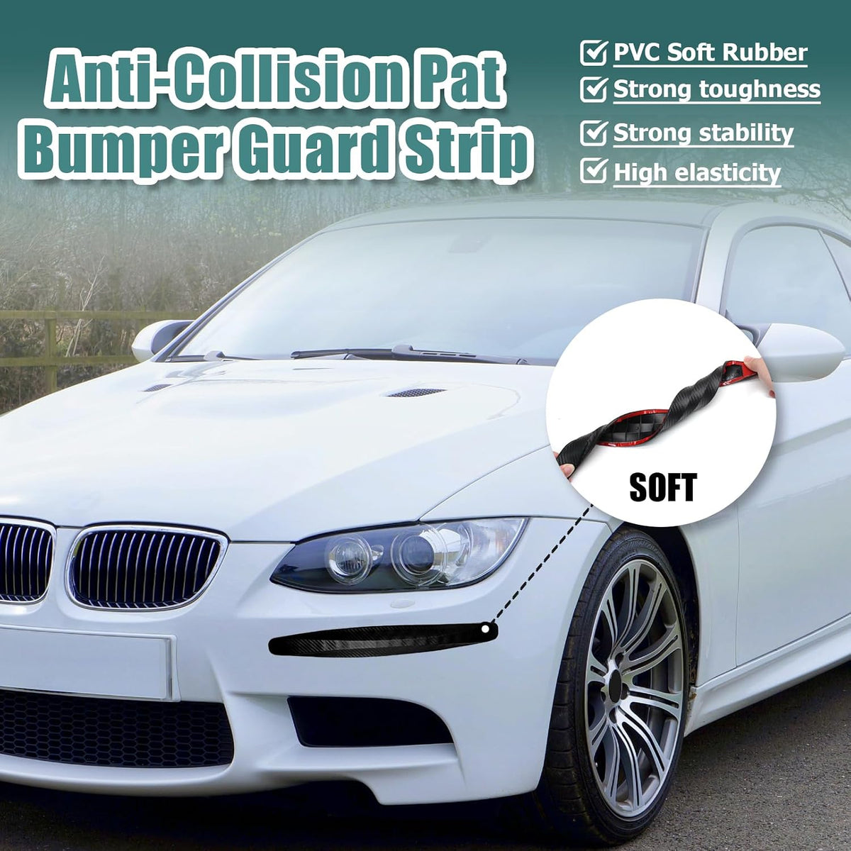 BokWin 4-Packs Black Anti-Collision Patch Bumper Guard Strip Anti-Scratch Bumper Protector Trim Universal for Cars SUV Pickup Truck