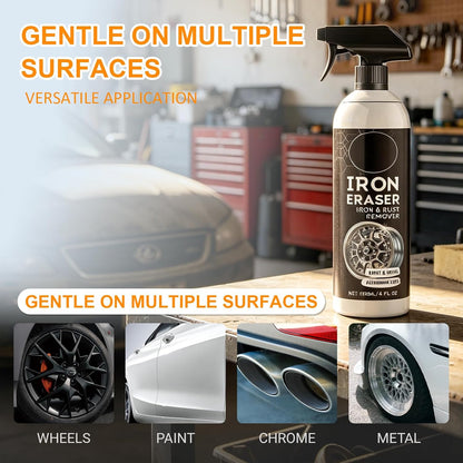 Iron Eraser Rust Remover Spray, 2026 New Professional Automotive Surface Metal Cleaner for Car Wheels and Paint, Fast Acting Rust and Brake Dust Remover (1 pcs, 4 Fl Oz)