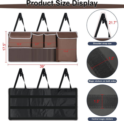 UYYE Trunk Hanging Organizer, Backseat Bag, Car Interior Accessories with 4 Pockets & 2 Mesh Pouches for Groceries, Will Provide More Storage Trunk Space for SUV, Jeep, MPVs