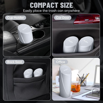 Car Trash Can Bin with Lid - Car Garbage Can Cup Holder - Pink Mini Leakproof Vehicle Garbage Bin with 20pcs Trash Bags - Automobile Organizers and Storage for Front Back Seat Accessories