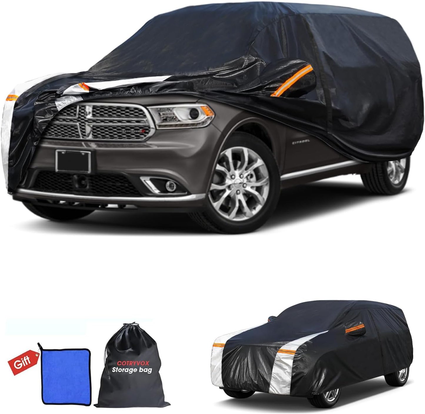 Large SUV Car Cover for Chevy Suburban 100% Waterproof All Weather, Heavy Duty Outdoor Full Exterior Covers Rain Sun Wind UV Protection. - Colors C