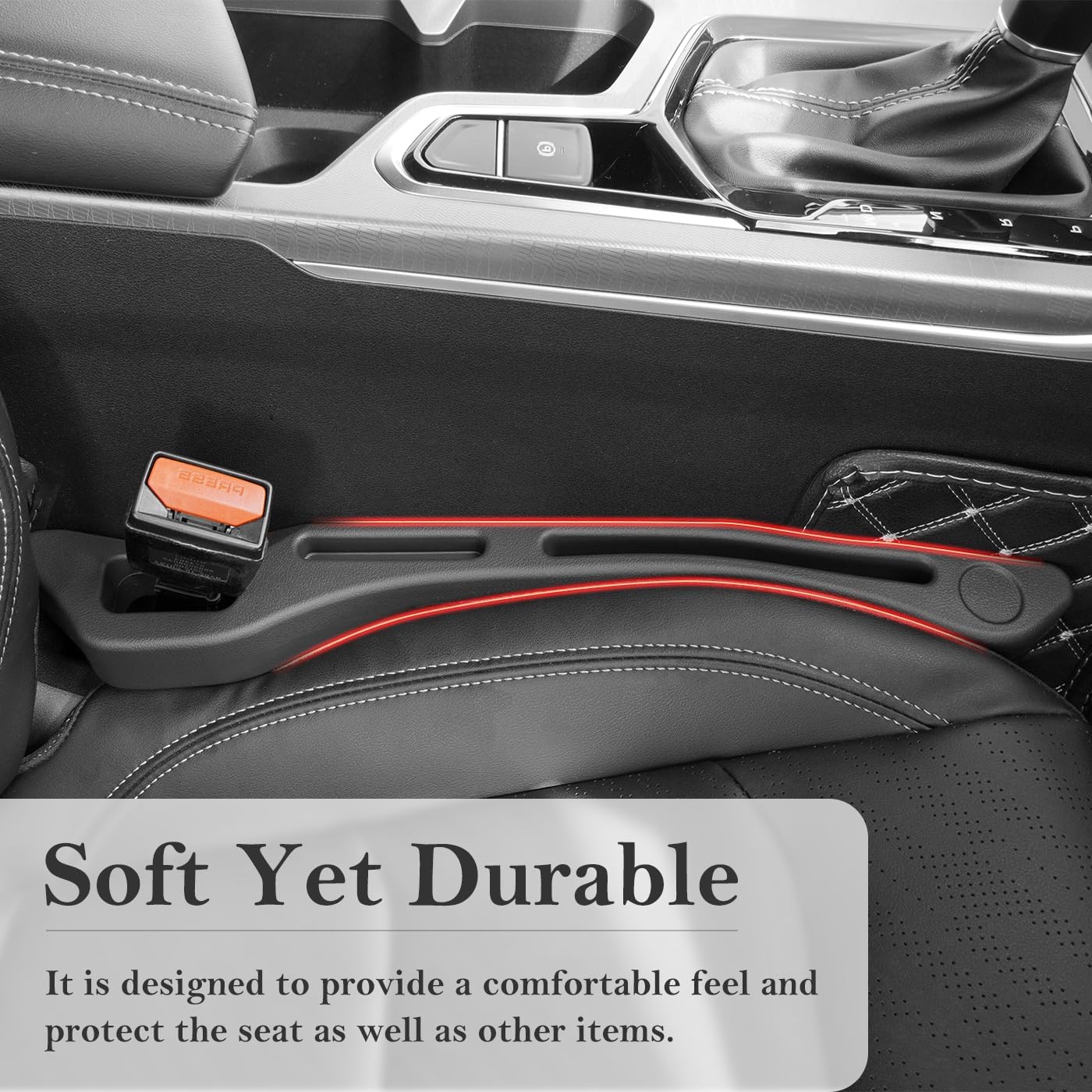 Car Seat Gap Filler 2-Pack, Universal Car Seat Gap Filler Organizer, Seat Gap Plug – Fills Gap Between Seat & Console, Drop-Proof Guard for Phones, Keys & Cards, Fits Cars, SUVs, Trucks, Black