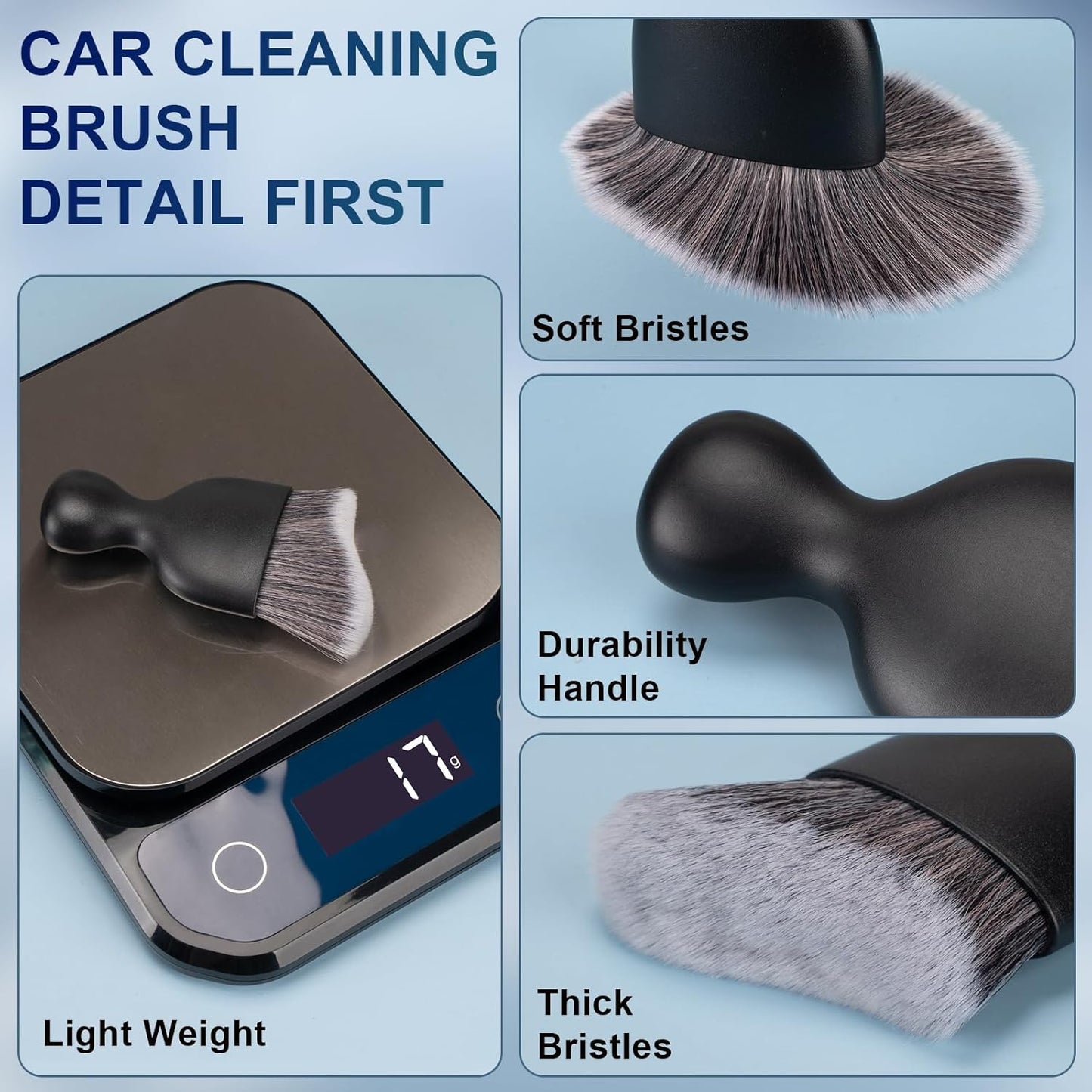 Amrules 2PCS Car Interior Detailing Brush, Auto Car Detailing Brush Dusting Brush, Soft Bristles Car Interior Cleaning Tool for Dashboard Interior, Exterior, Skylight, Leather, Dust Brush, Brown