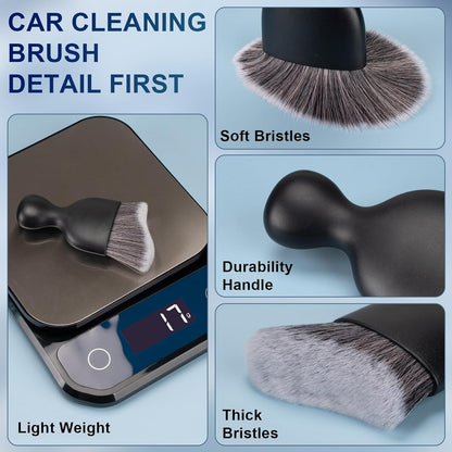 Amrules 2PCS Car Interior Detailing Brush, Auto Car Detailing Brush Dusting Brush, Soft Bristles Car Interior Cleaning Tool for Dashboard Interior, Exterior, Skylight, Leather, Dust Brush, Brown