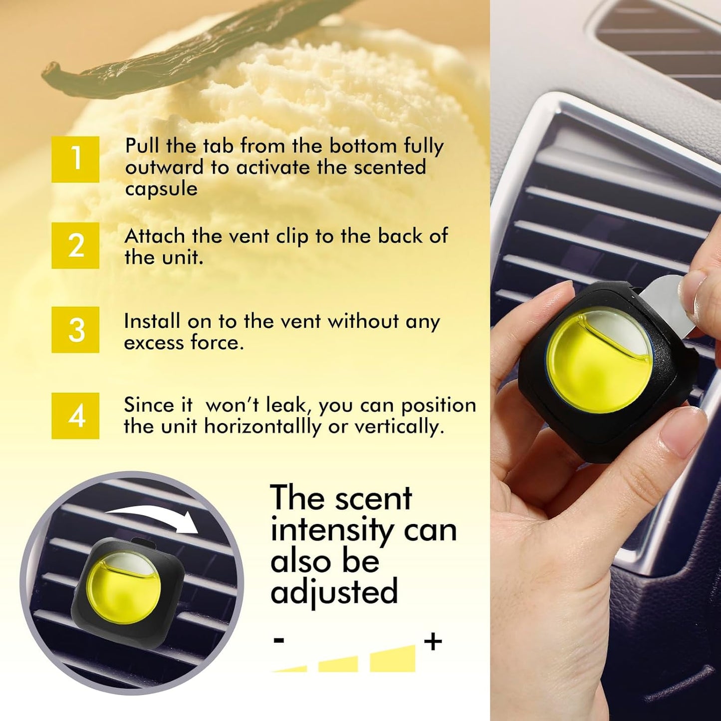 Car Air Fresheners, 6 Pack, Citrus, Car Fresheners Vent Clips, Long Lasting Air Freshener, Car Refresher for Men Women