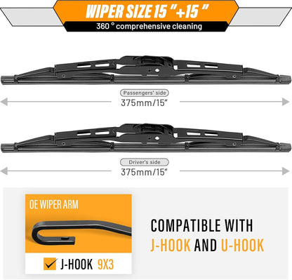 AUTOBOO 26"+19" Windshield Wipers Replacement for Tesla Model 3 2017 2018 2019 2020 2021 2022 2023 2024 2025 Model Y 2020 2021 2022 2023-2025 -Original Factory Quality (Pack of 2) - Colors B