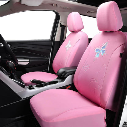 Flying Banner Butterfly car seat Covers ful Set Fashion Universal Lady Woman Female Rear Bench Split Colorized (Pink, 2 Fronts - Lace)