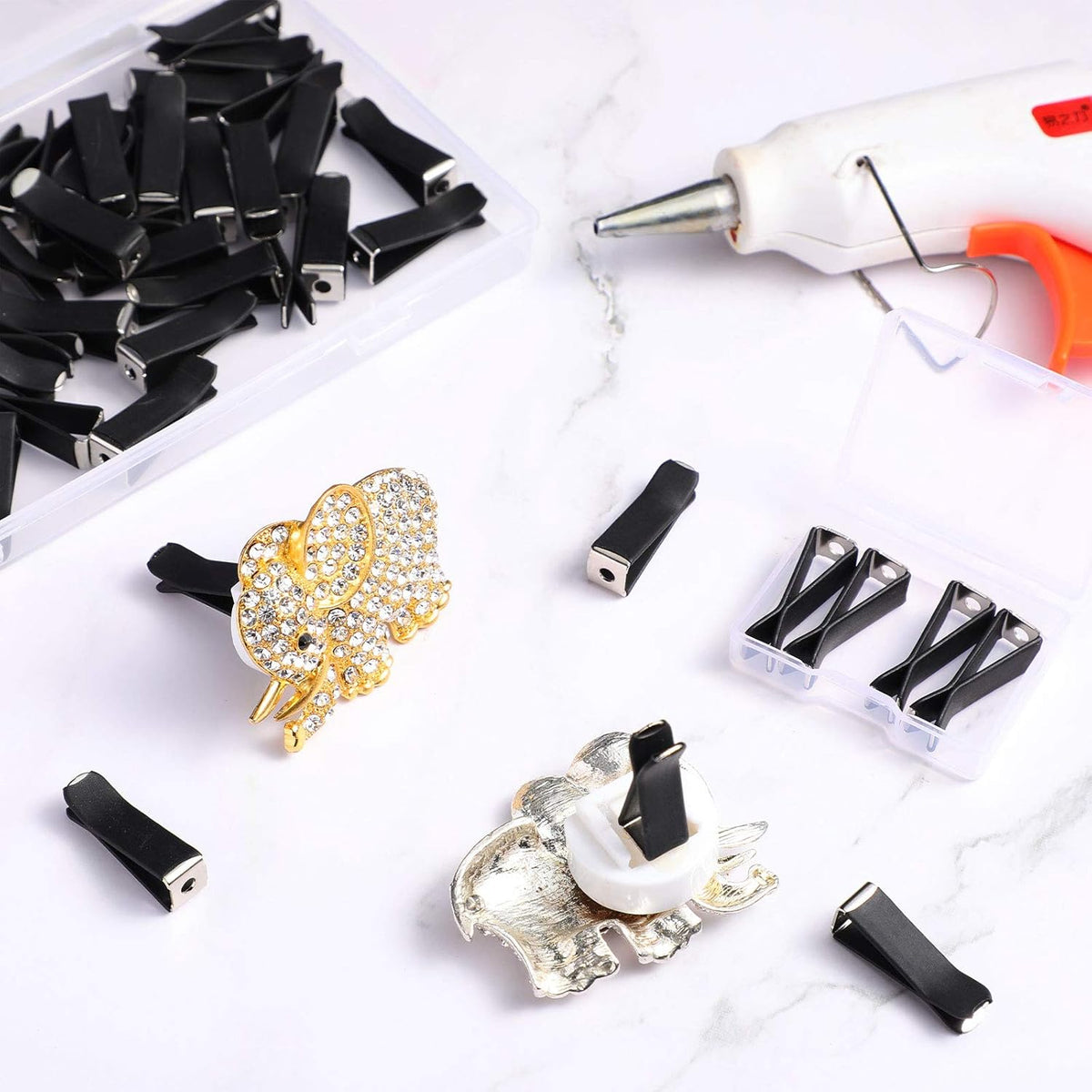 Frienda 60 Pcs Car Vent Clips for Freshies Bulk Square Head Air Conditioner Clips with 2 Storage Boxes, Durable Auto Air Outlet Perfume Holders for Car Decoration Accessories