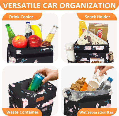 Vankor Car Trash Can Bin with Lid Hanging for Back Seat, Car Accessories for Women Men Leak Proof Automotive Garbage Cans Leakproof Vehicle Trash Can for Truck SUV Black