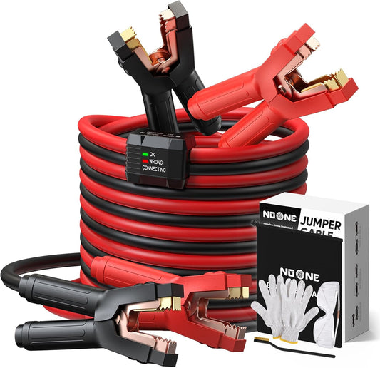 NOONE Jumper Cables for Car Battery, Heavy Duty Automotive Booster Cables for Jump Starting Dead or Weak Batteries (10-Feet)
