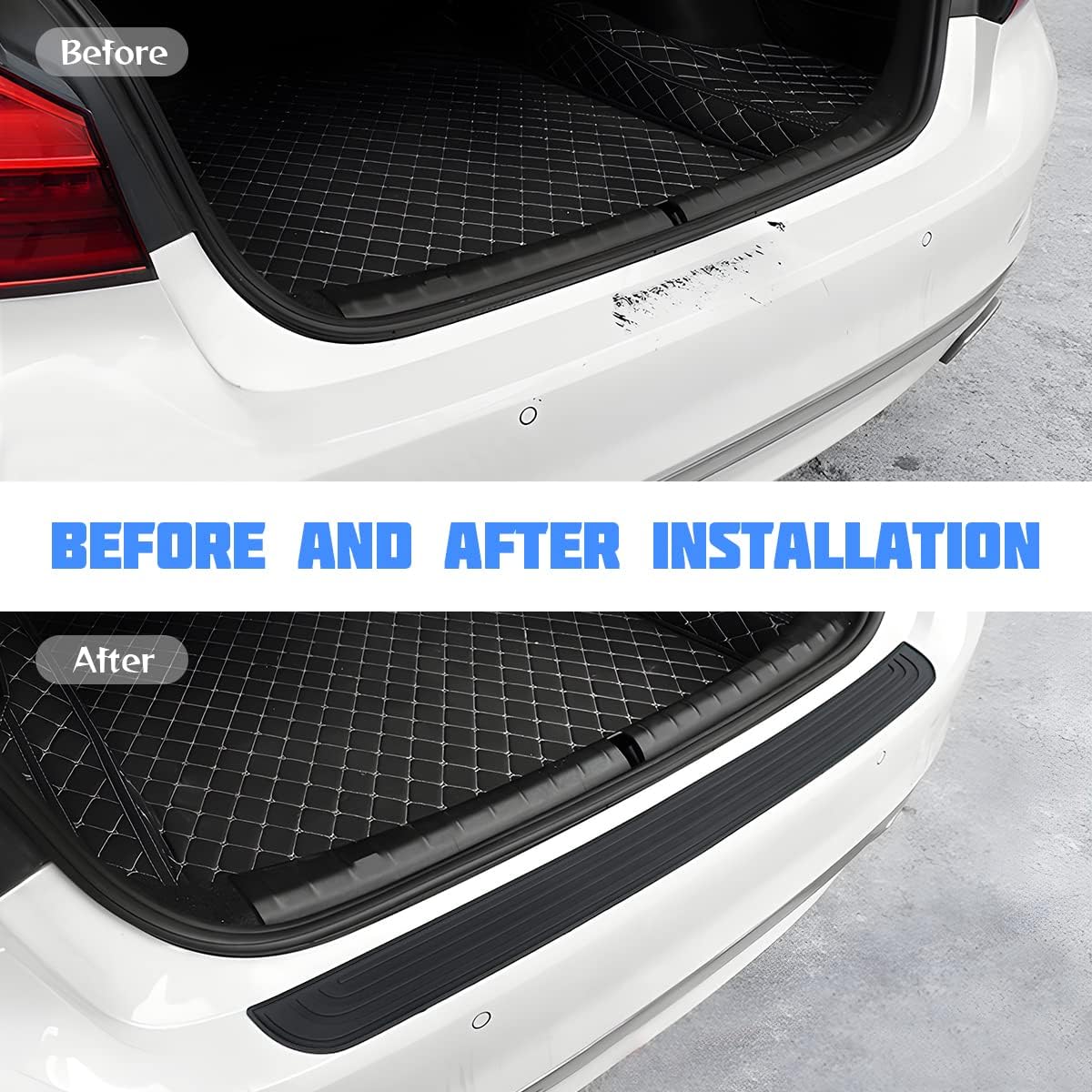Car Rear Bumper Protector Guard, Anti-Scratch Abrasion Rubber Trunk Door Entry Sill Guard, Non-Slip Vehicle Trim Cover Protection Strip, Car Accessories for Most Cars and SUV (Black/Red/35.4" x2.7)