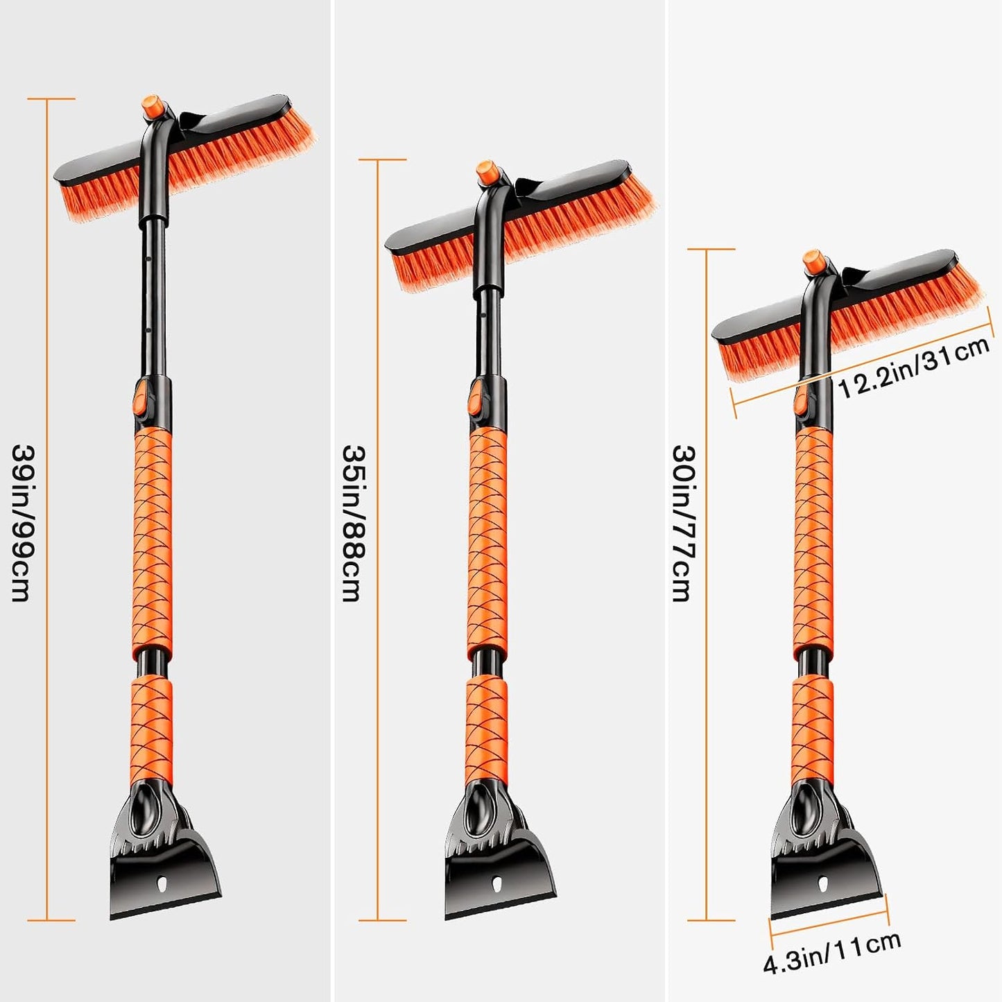 Showvigor 25" Snow Brush and Ice Scrapers for Car Windshield, 2-in-1 Detachable Design with Paint Protection, Extra Long Snow Removal Tool for Cars, Trucks, SUVs - Great for Drivers