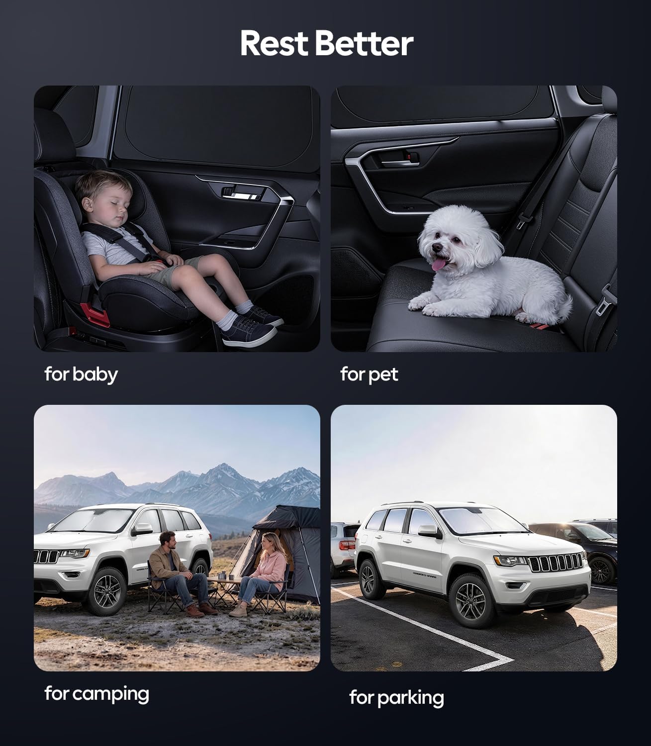 Wigoo 2026 Upgrade 8PCS Full Set Window Sunshade for Toyota 4Runner 2010-2024 [7-Layer Cooler & Blacker, Ice-Crystal Tech] with Windshield for Sun Block, Baby, Camping, Privacy Napping, Relax