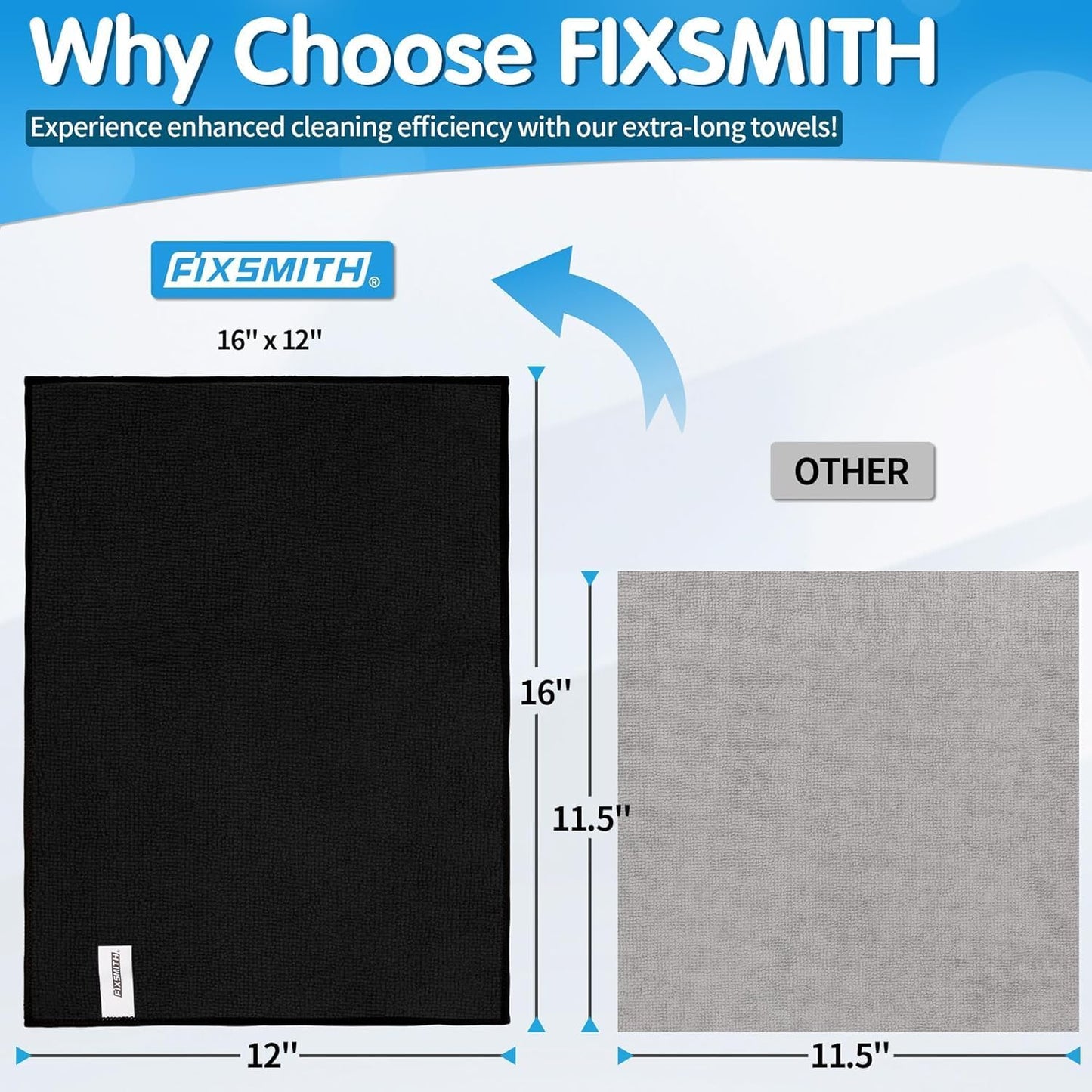 FIXSMITH Microfiber Cleaning Cloth - Pack of 50, Microfiber Towels for Cars 16 x 12 in, Highly Absorbent Cleaning Rags, Lint-Free, Streak-Free Cleaning Cloths for Car Kitchen Home Office
