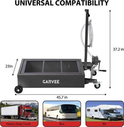 Garvee 20 gal Oil Drain Pan Oil Drain Tank, 76 L Low Profile Oil Drain Pan, Large Capacity Oil Change Pan with Manual Pump & T Foldable Hand and Wheels, 8 ft Hose Oil Drain Cart for Car, SUV, Trucks