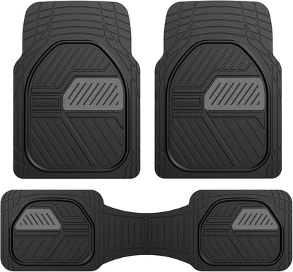 Coverado Car Floor Mats All Weather Waterproof Deep Dish Anti-Slip Car Mats Set, Heavy Duty Rubber Floor Mats for Cars, Universal Trim to Fit Automotive Floor Mats for Cars Trucks SUV, Black&Red
