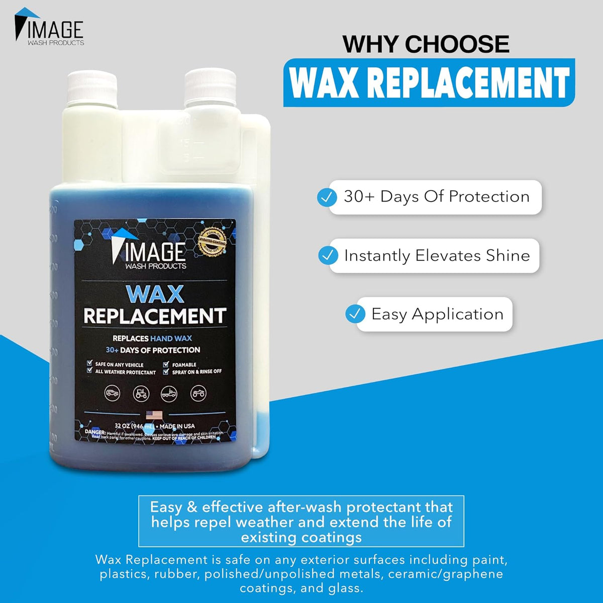 Image Wash Wax Replacement Foamable – Concentrated Spray Wax & Protectant for Cars,Trucks,RVs Boats,Ceramic & Waxed Surfaces. ((128 Fl Oz (Pack of 1)))