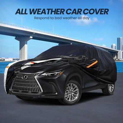 Large SUV Car Cover for Chevy Suburban 100% Waterproof All Weather, Heavy Duty Outdoor Full Exterior Covers Rain Sun Wind UV Protection. - Colors D