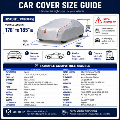 Car Cover for Sedan, Waterproof All Weather Heavy Duty, 360° Underbody Wrap Windproof Design, Quick Install Outdoor Vehicle Cover, Fits 186-193 in