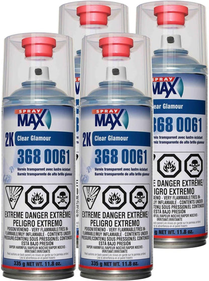 SprayMax 2K Glamour High Gloss Clear Coat | 2K Automotive Clear Coat Spray Paint | High Gloss Finishing Spray | UV-Resistant, Scratch & Gasoline Resistant | Professional Grade 11.8 oz