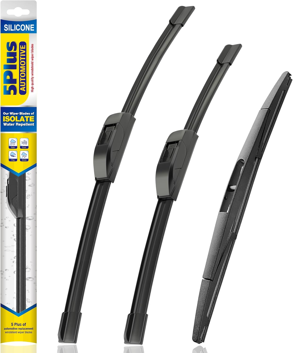 5 PLUS® Silicone Windshield Wipers Replacement for 2019-2024 Toyota RAV4/ 2006-2015 Mazda 5 Wiper Blades(Set of 3), Windshield Wiper Blades For My Car-26"/16"/12" - Colors B