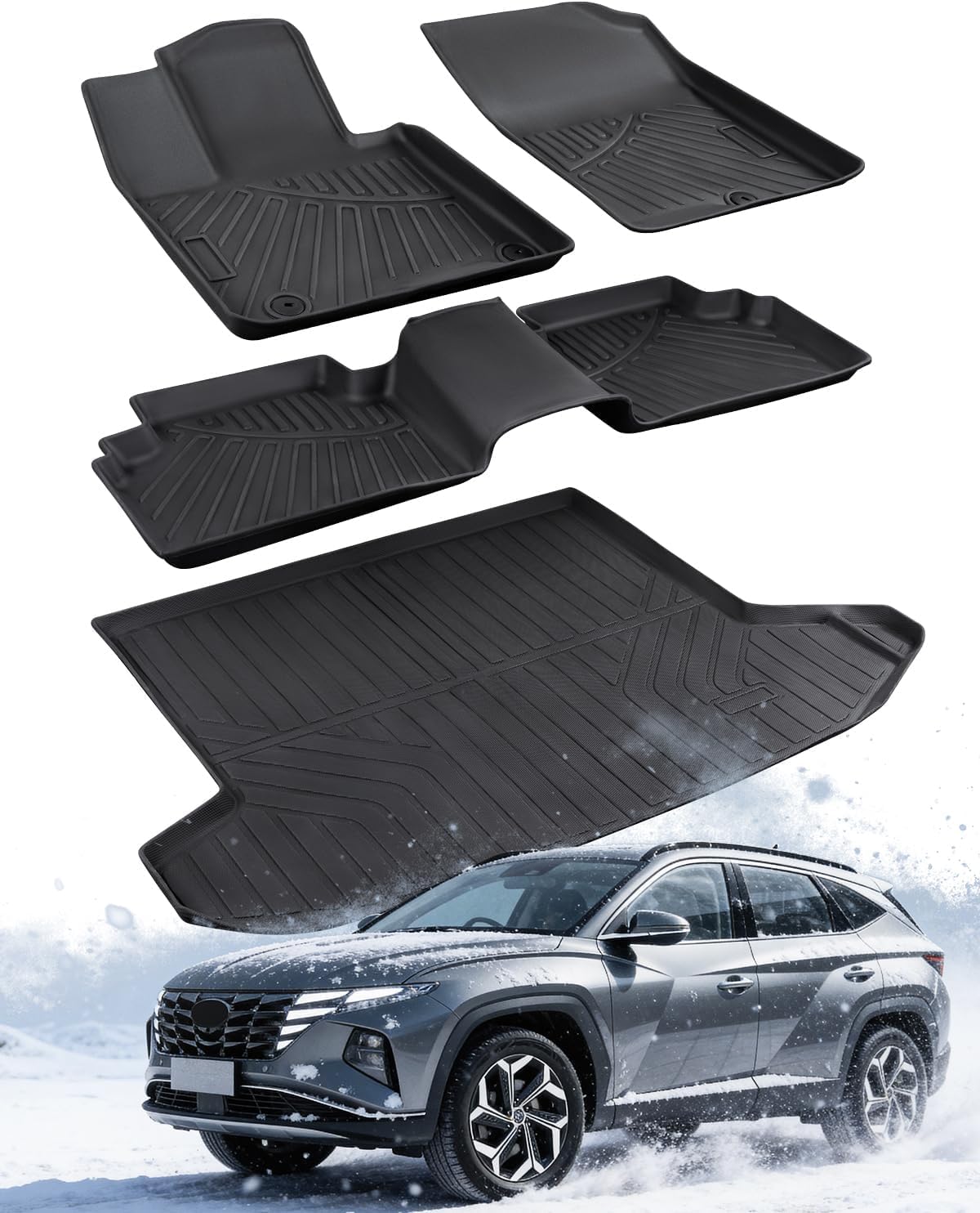 Floor Mats & Cargo Liner for 2022-2025 2026 Hyundai Tucson (Gas Models Only).All-Weather TPE Floor Liners Full Set,Custom Fit for SE SEL Limited XRT,Not for Hybrid or PHEV