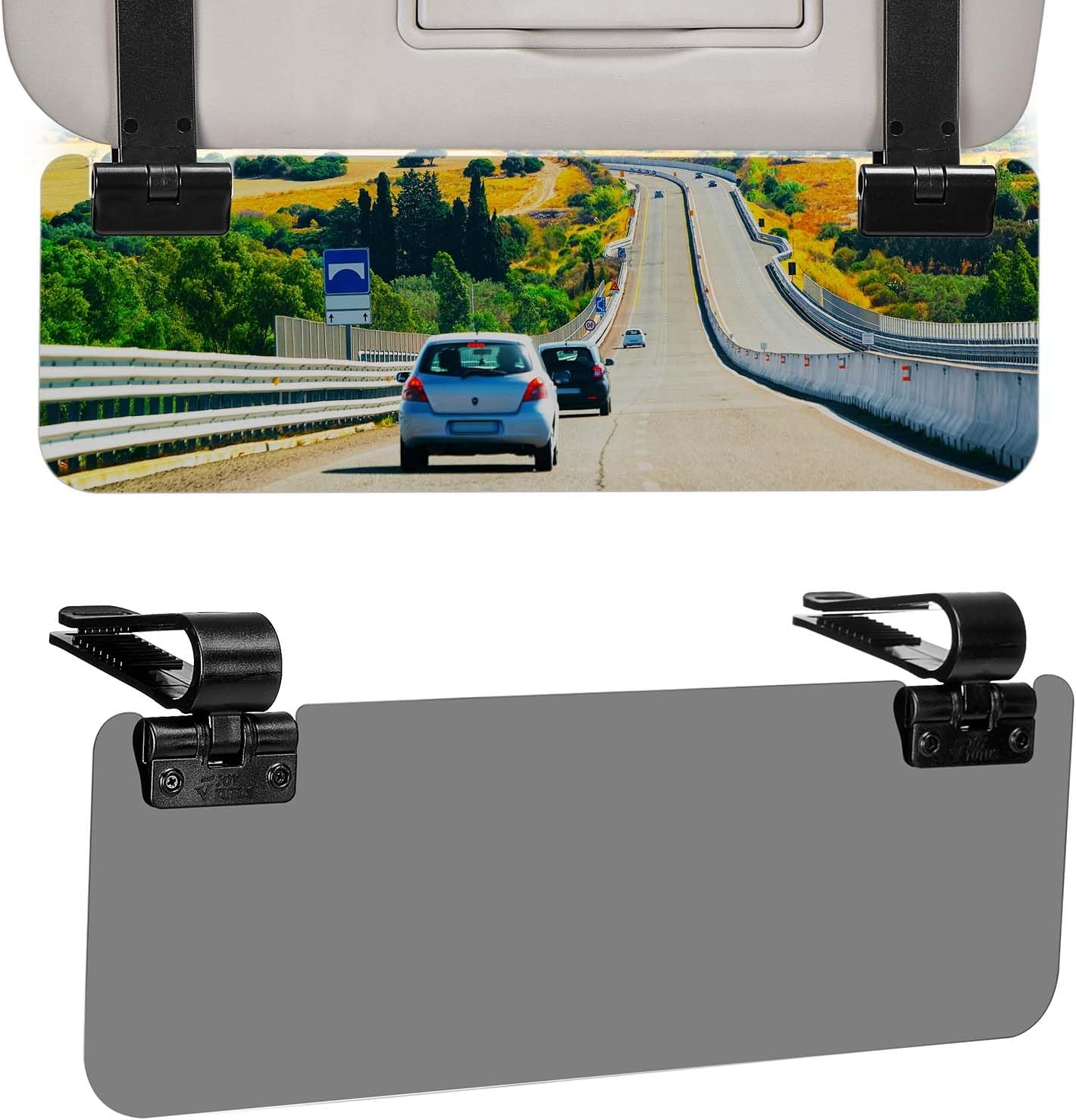 JOYTUTUS Sun Visor Extender for Cars, Polarized Sun Visor Extender Universal Sun Blocker UV400, Adjustable Visor Extension for Car Visor,Double-Clip,Anti Glare Stray Light