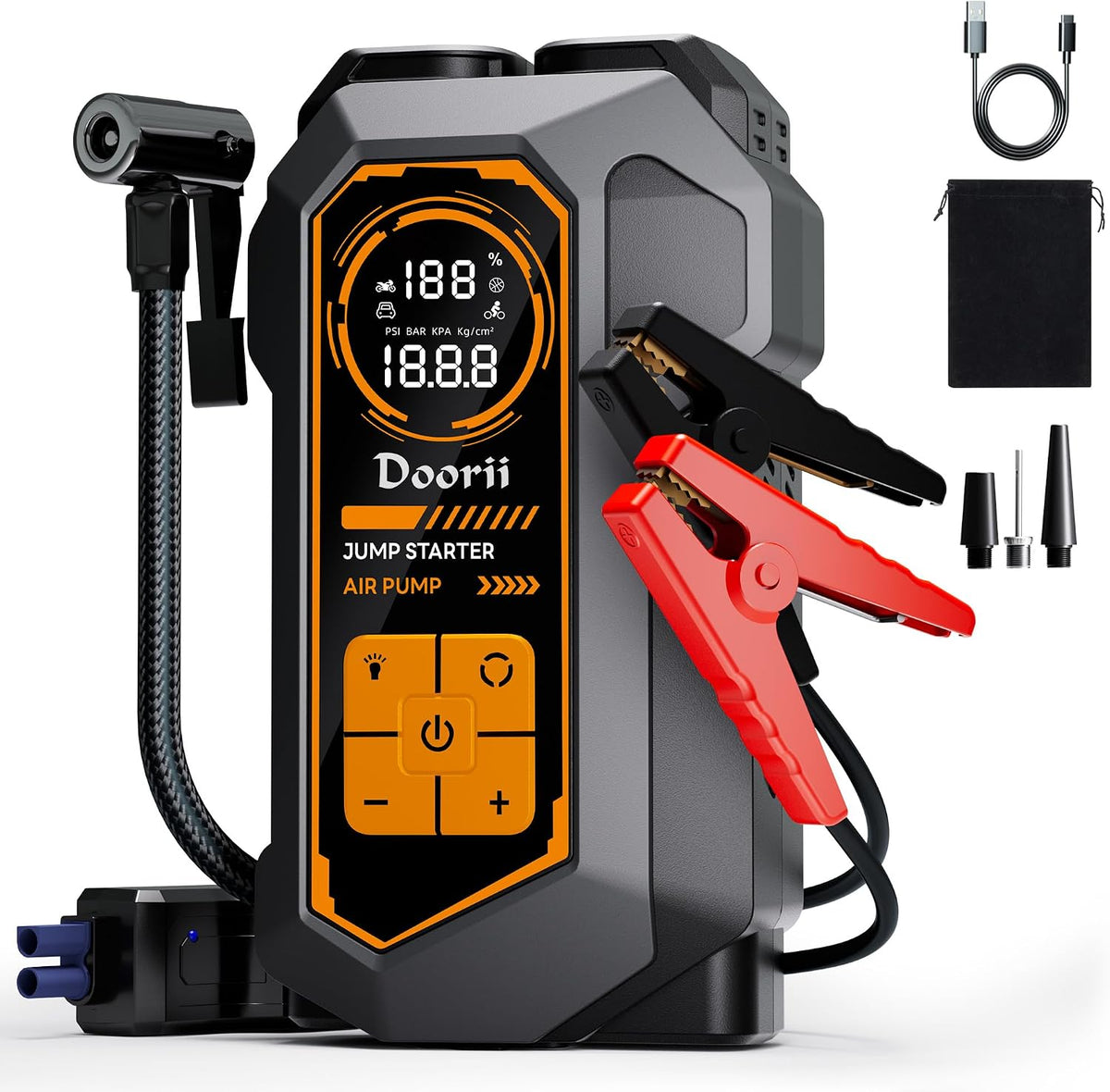 6000A Jump Starter with Air Compressor, 10-in-1 Car Jumper Starter Portable, 150PSI Tire Inflator/Air Pump, LED Flashlight for Up to 10.0L Gas / 8.0L Diesel Engines