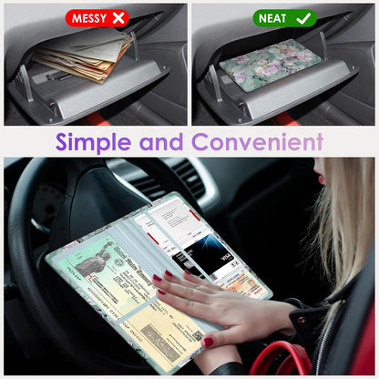 Car Registration and Insurance Holder，Colour Patterns Men Women Car License Document Registration and Insurance Card Holder
