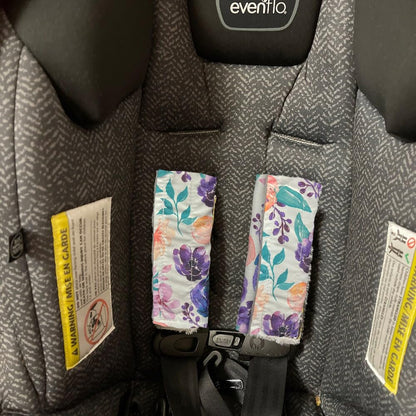 Baby Car Seat Neck Cover, Car Seat Strap Cover, Seat Belt Cushions Pads, Shoulder Strap Protectors, Reversible Pram Harness Covers in Minky Dinosaur, Baby Neck Pad Protector