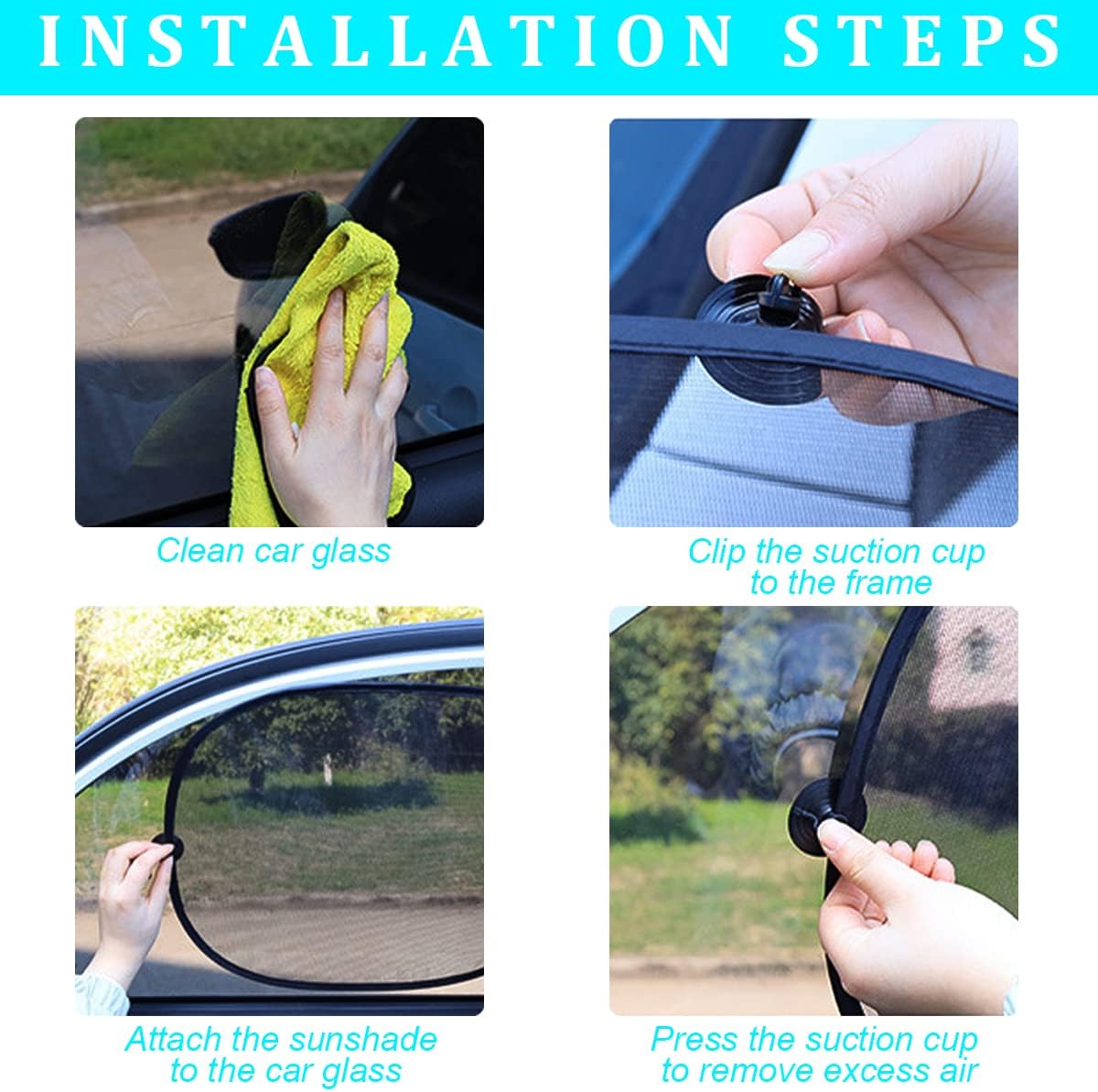 2 Pack Universal Car Window Shade, Cling Sunshade - Sun, Glare and UV Rays Protection for Your Child - Baby Side Window Car Sun Shades, Blocks Over 98% of Harmful UV Rays (Large)