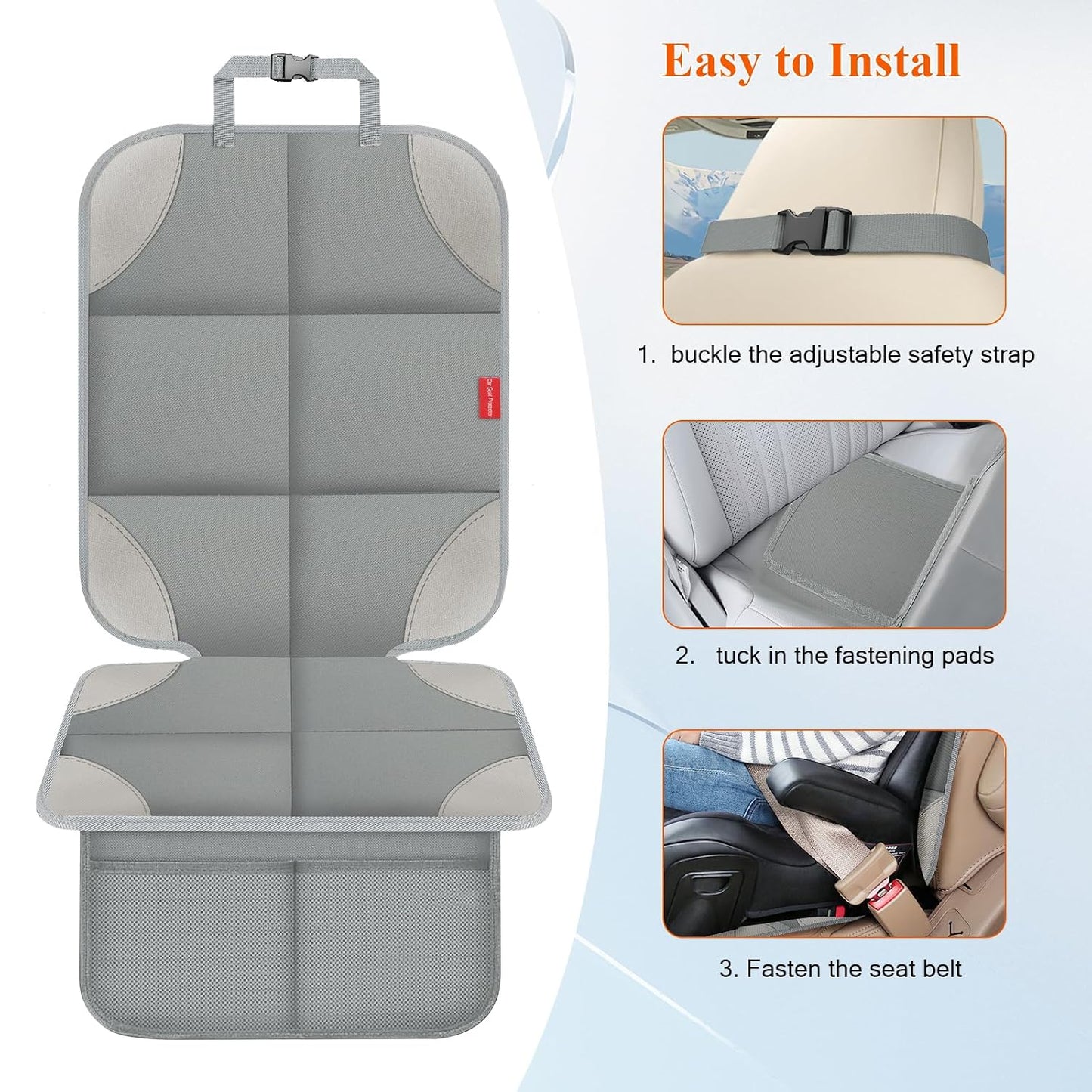 Car Seat Protector for Child Car Seat, 600D Fabric Safe Car Seat Cover with Upgraded Non-Slip Backing, Waterproof Seat Protector Under Baby Car Seat with Thick Padding for Car Back Front Seat